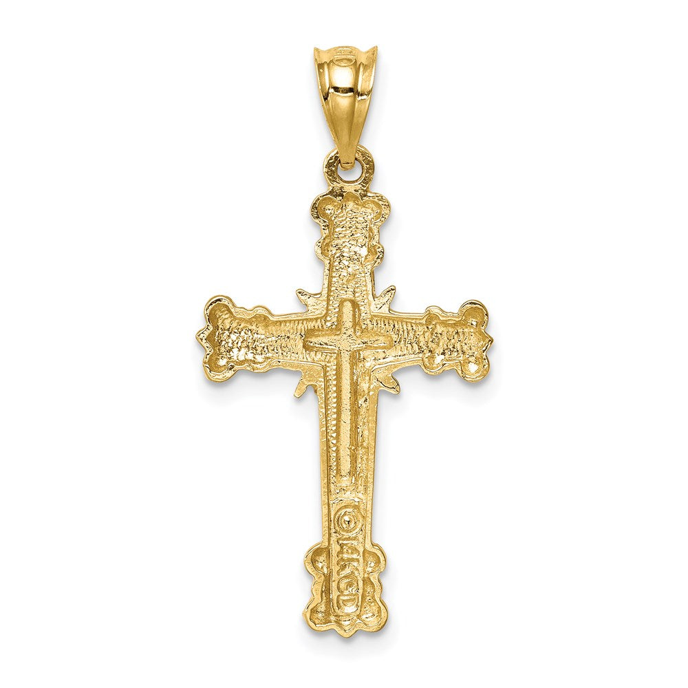14K Gelbgold Polierter Fantasie-Kreuz-Anhänger