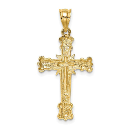 14K Gelbgold Polierter Fantasie-Kreuz-Anhänger