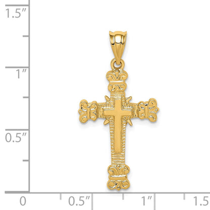 14K Gelbgold Polierter Fantasie-Kreuz-Anhänger