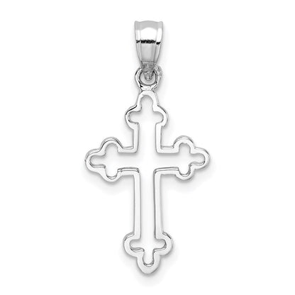 14K Weißgold Poliert Kreuz Anhänger