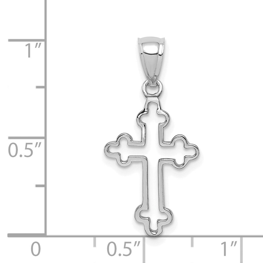 14K Weißgold Poliert Kreuz Anhänger