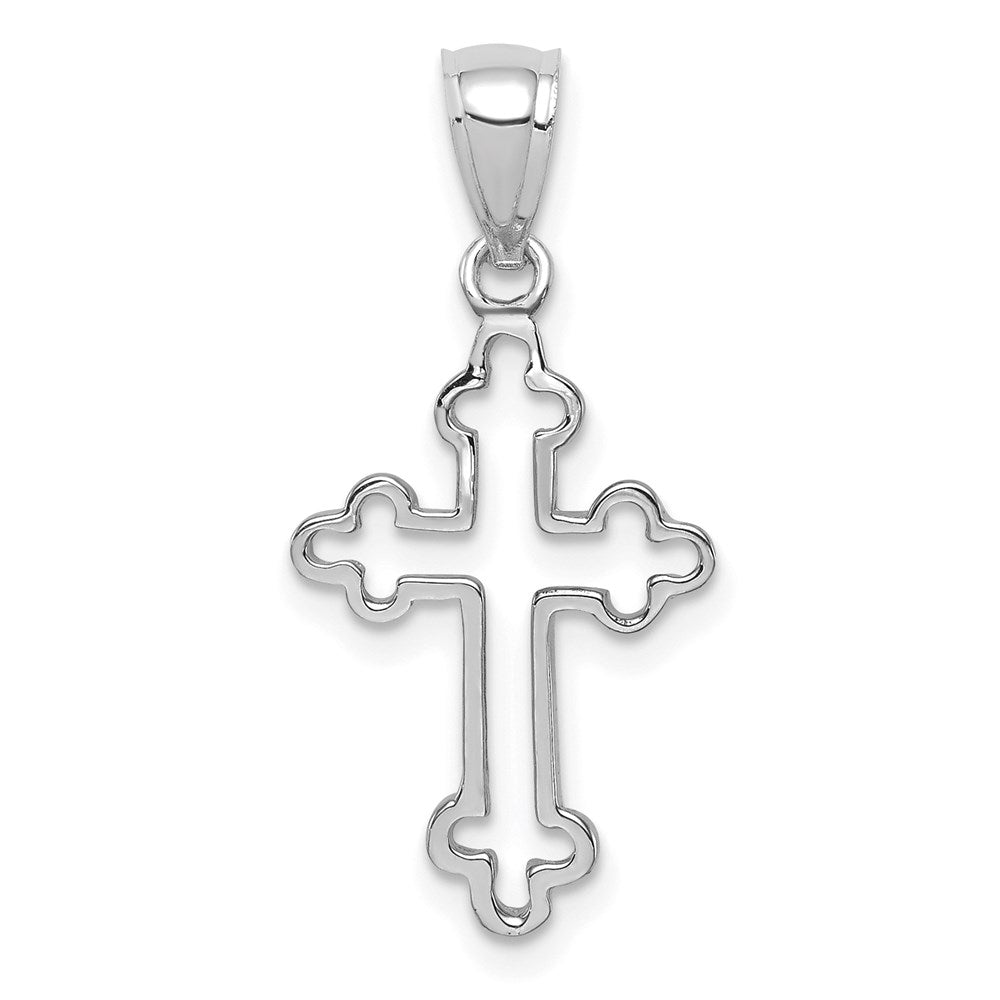 14K Weißgold Poliert Kreuz Anhänger