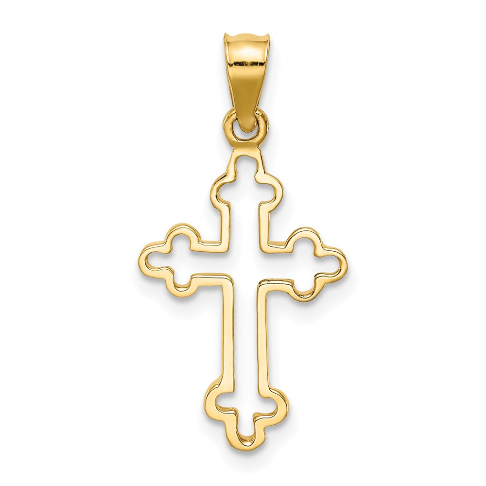 14K Gelbgold Poliert Kreuz Anhänger