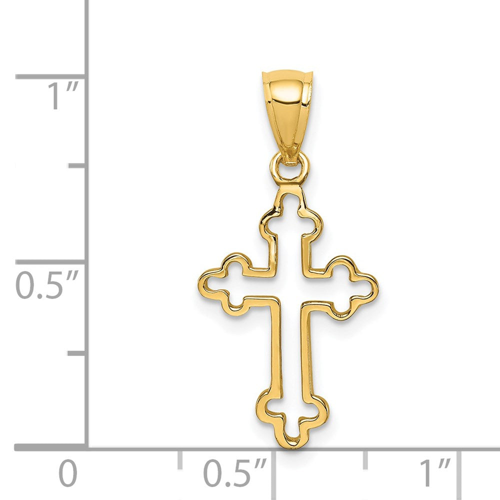 14K Gelbgold Poliert Kreuz Anhänger