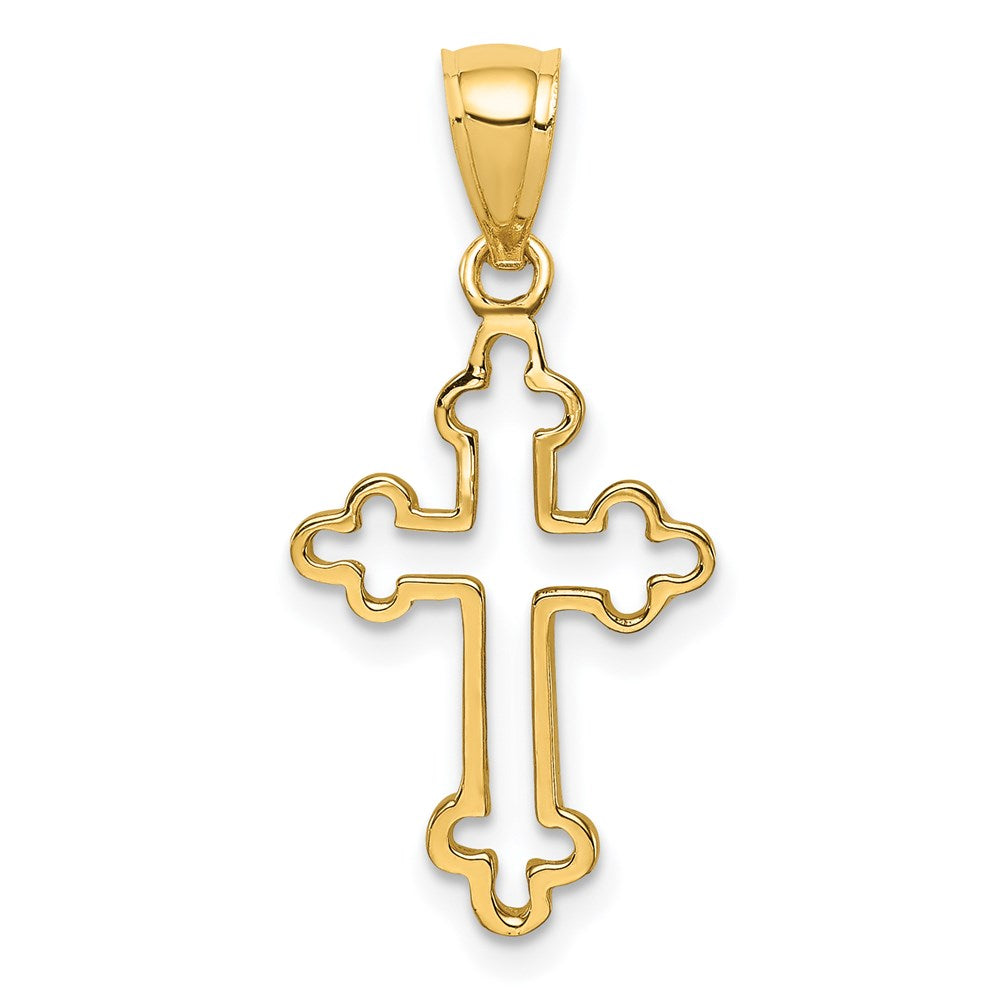 14K Gelbgold Poliert Kreuz Anhänger