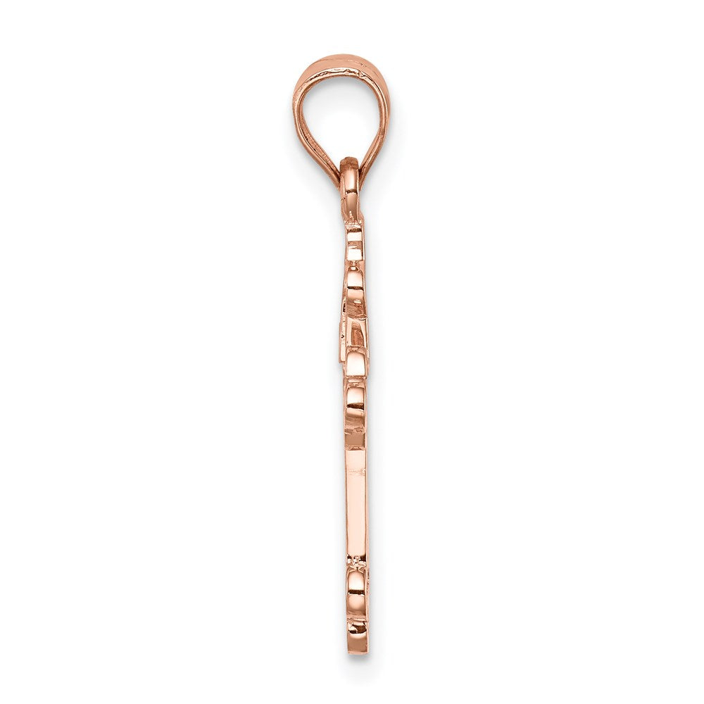 14K Roségold Poliert Kreuz Anhänger