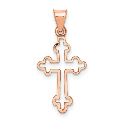 14K Roségold Poliert Kreuz Anhänger