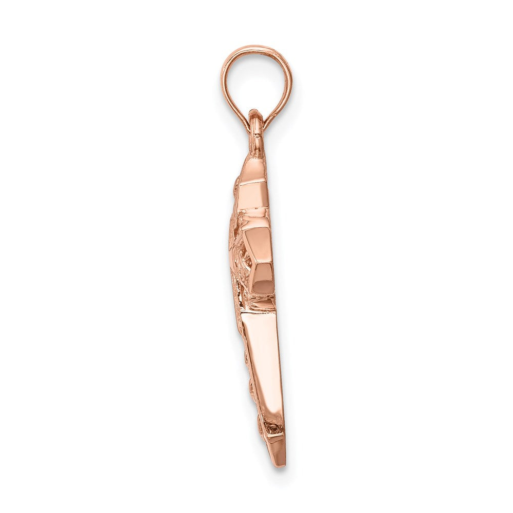 14K Roségold Rose Poliert Kreuz-Anhänger