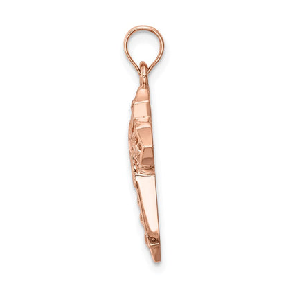 14K Roségold Rose Poliert Kreuz-Anhänger