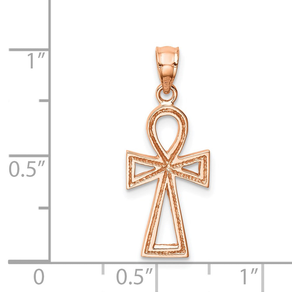 14K Roségold Poliert Ankh Anhänger