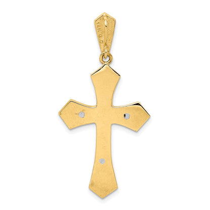 14K Bicolor Gold Polierter & Gebürsteter Kruzifix-Kreuz-Anhänger