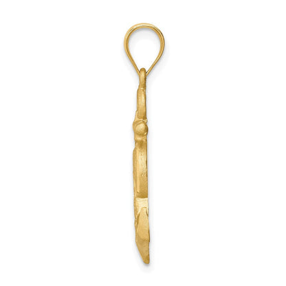 „14K Gelbgold Anhänger mit Jesuskopf, gebürstet und diamantiert, Anker-Design“