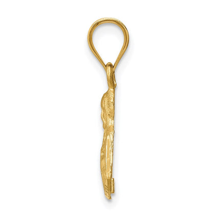 14K Gelbgold Jesus-Anhänger, gebürstet, diamantgeschliffen