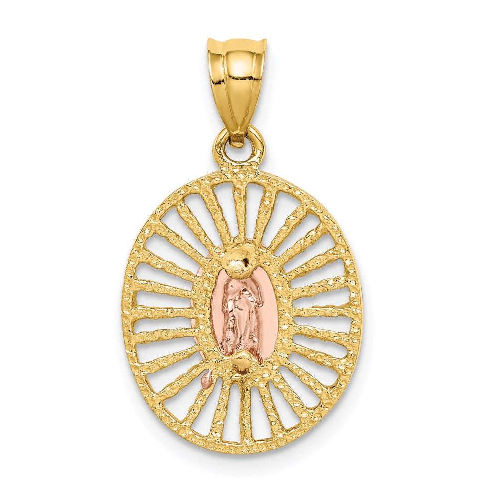 14K Bicolor Gold & Weiß-Rhodium Polierter Guadalupe-Anhänger