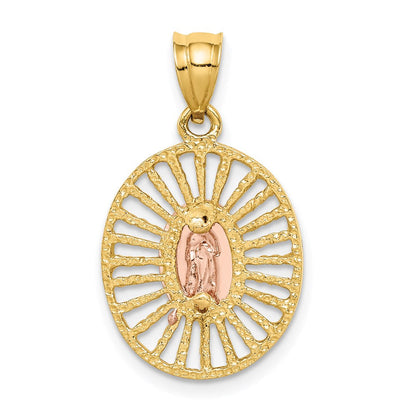 14K Bicolor Gold & Weiß-Rhodium Polierter Guadalupe-Anhänger