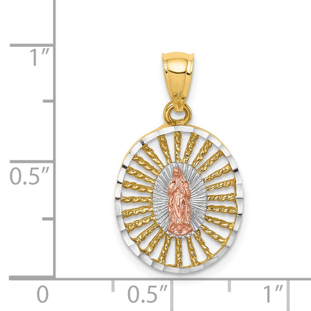 14K Bicolor Gold & Weiß-Rhodium Polierter Guadalupe-Anhänger