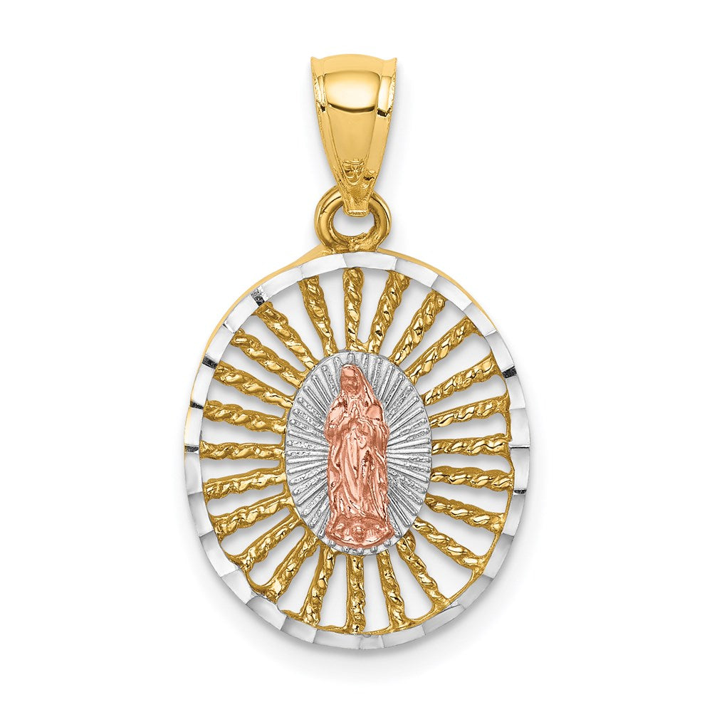 14K Bicolor Gold & Weiß-Rhodium Polierter Guadalupe-Anhänger