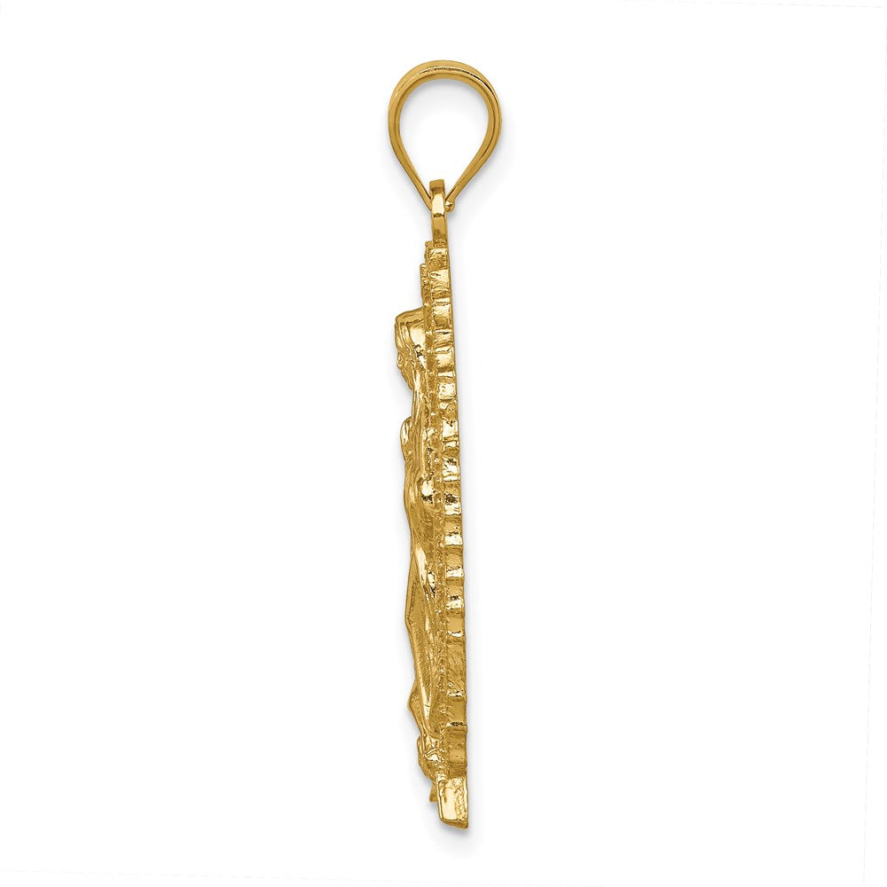 14K Gelbgold Polierter & Strukturierter Guadalupe-Anhänger