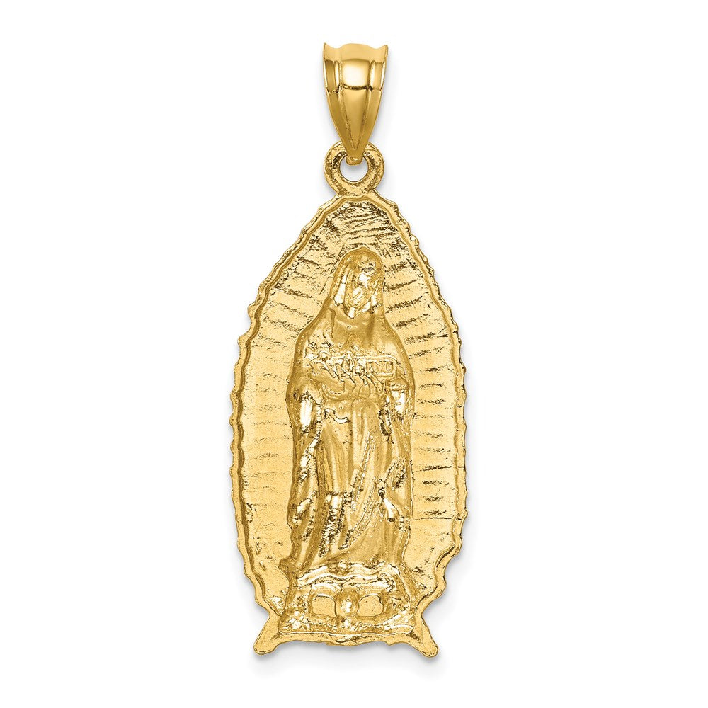 14K Gelbgold Polierter & Strukturierter Guadalupe-Anhänger
