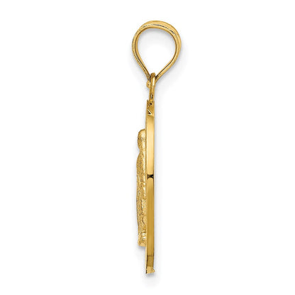 Polierter Miraculous-Medaillen-Anhänger aus 14K Gelbgold