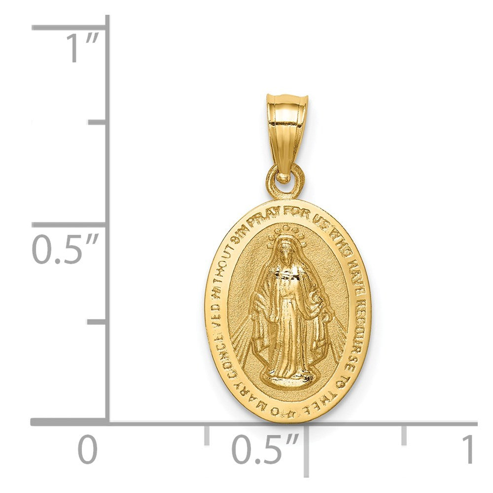 Polierter Miraculous-Medaillen-Anhänger aus 14K Gelbgold
