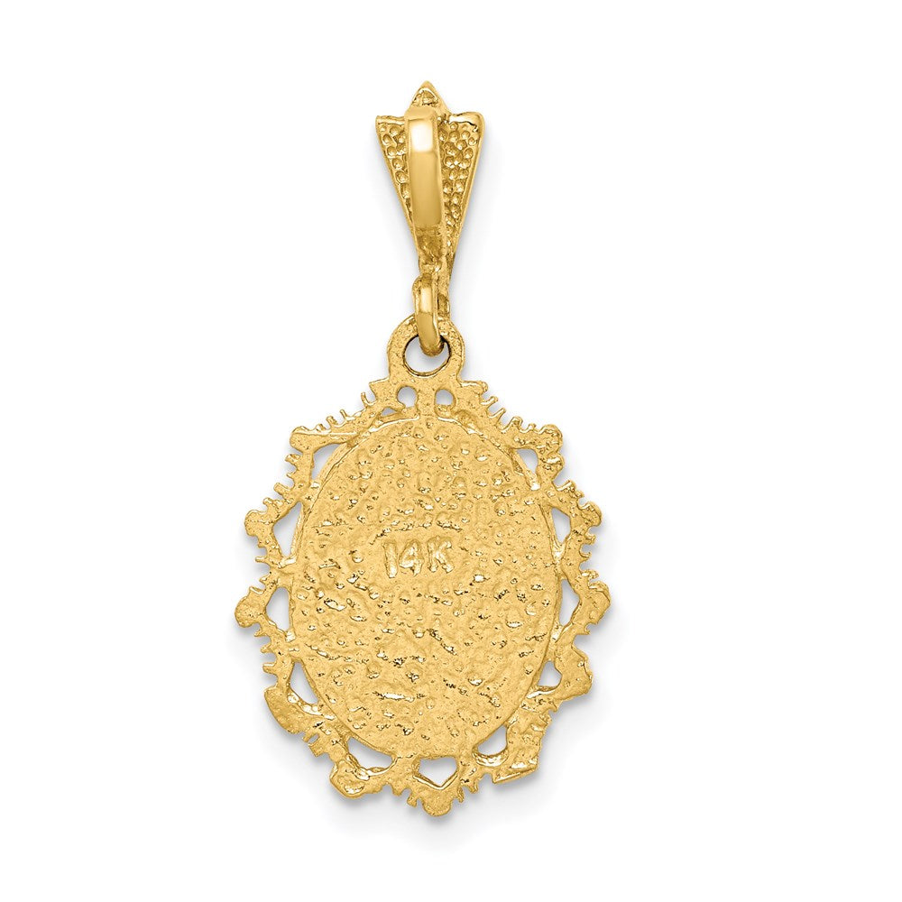 14K Bicolor Gold Polierter St. Mary Medaille Anhänger