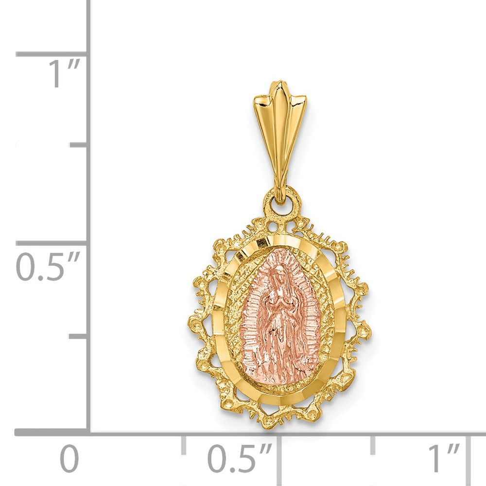 14K Bicolor Gold Polierter St. Mary Medaille Anhänger