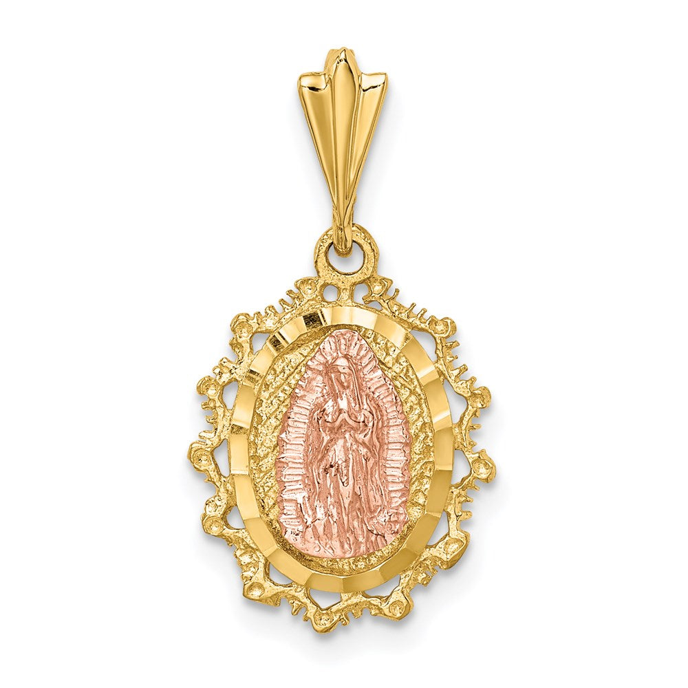 14K Bicolor Gold Polierter St. Mary Medaille Anhänger