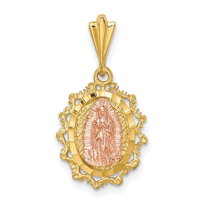 14K Bicolor Gold Polierter St. Mary Medaille Anhänger