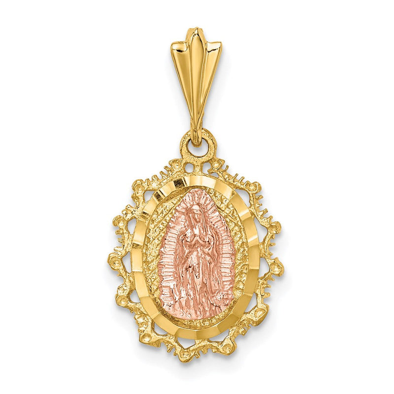 14K Bicolor Gold Polierter St. Mary Medaille Anhänger