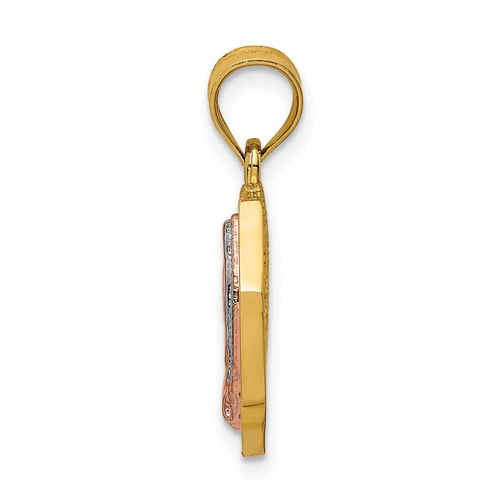 14K Bicolor-Gold & Weißrhodium Polierter Guadalupe-Anhänger