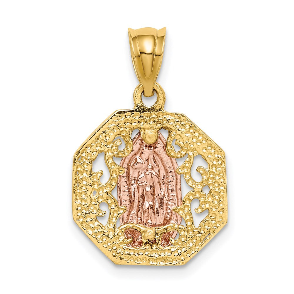 14K Bicolor-Gold & Weißrhodium Polierter Guadalupe-Anhänger