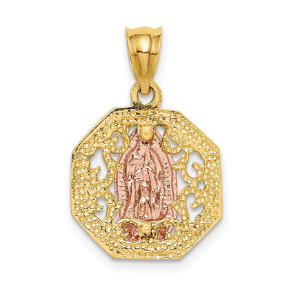 14K Bicolor-Gold & Weißrhodium Polierter Guadalupe-Anhänger