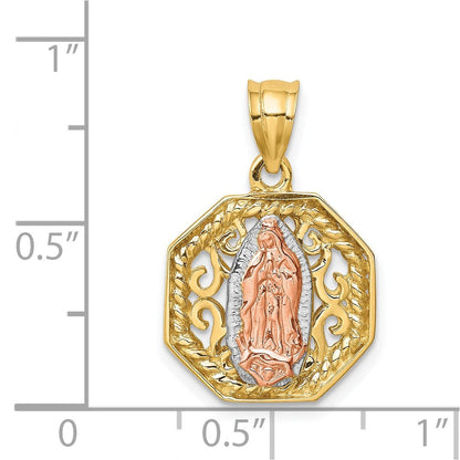 14K Bicolor-Gold & Weißrhodium Polierter Guadalupe-Anhänger