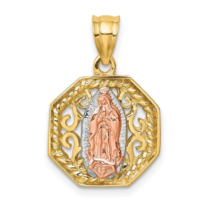 14K Bicolor-Gold & Weißrhodium Polierter Guadalupe-Anhänger