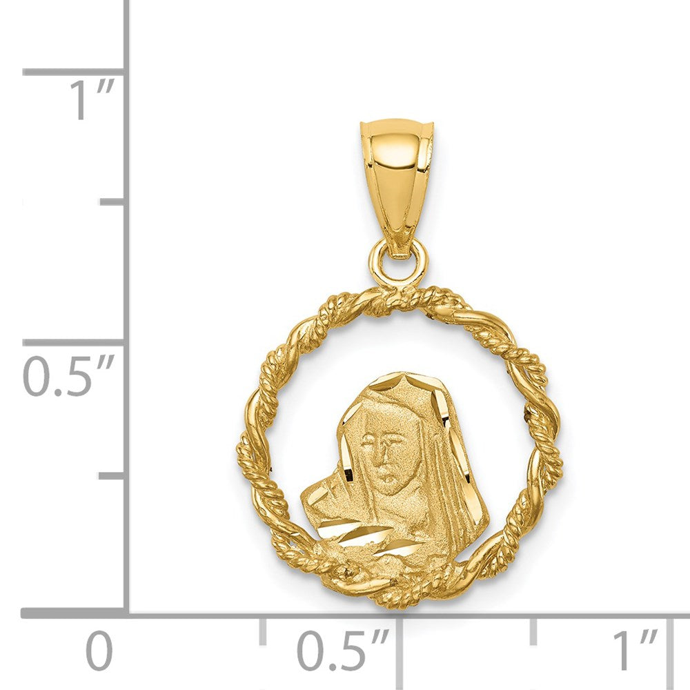 14K Gelbgold Anhänger „Jungfrau Maria" gebürstet & poliert, diamantgeschliffen