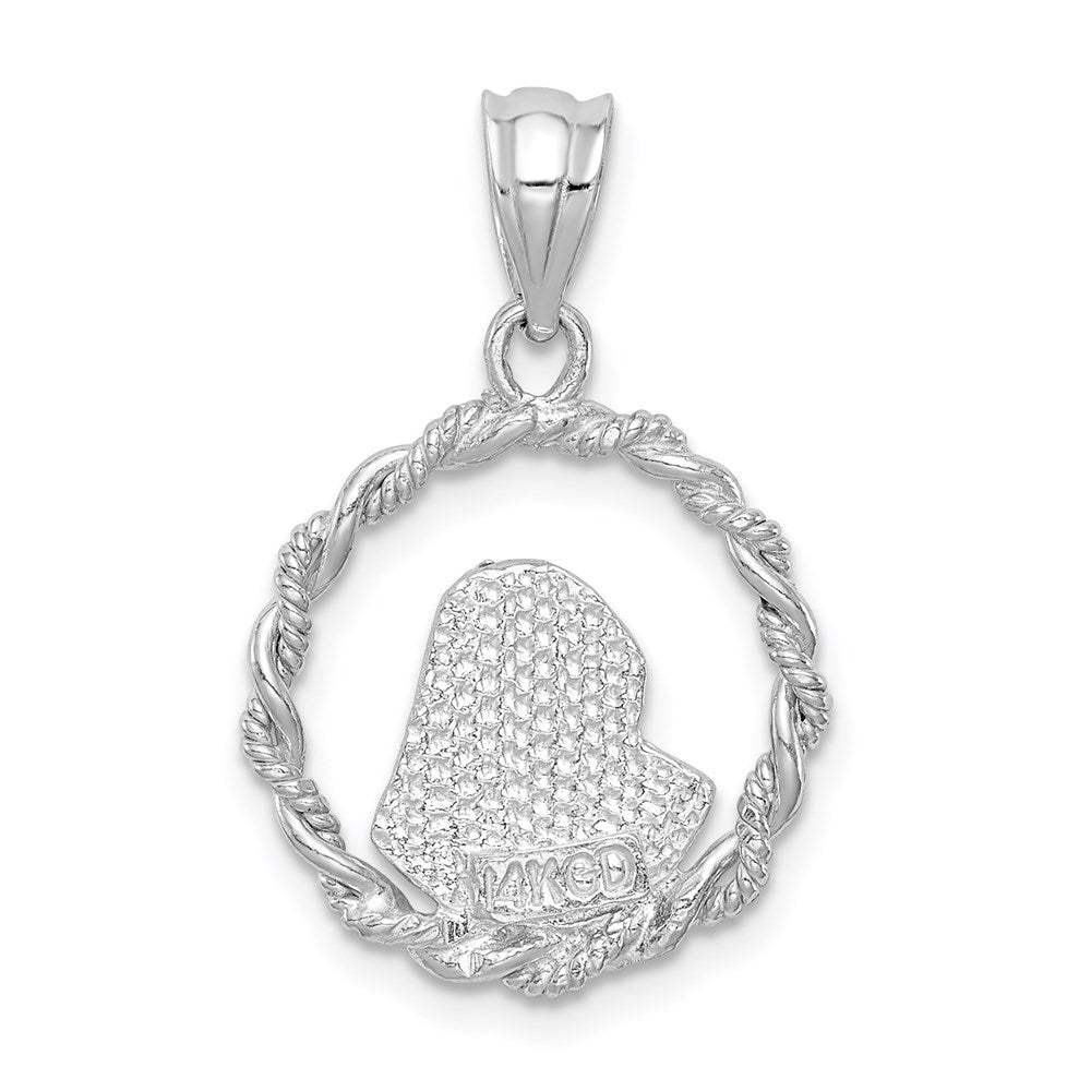 14K Weißgold Weiß Gebürsteter & Polierter Diamantgeschliffener Jungfrau-Maria-Anhänger
