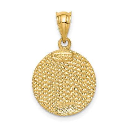 14K Gelbgold Anhänger „Jungfrau Maria" mit gebürsteter Diamantschliff-Oberfläche
