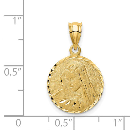 14K Gelbgold Anhänger „Jungfrau Maria" mit gebürsteter Diamantschliff-Oberfläche