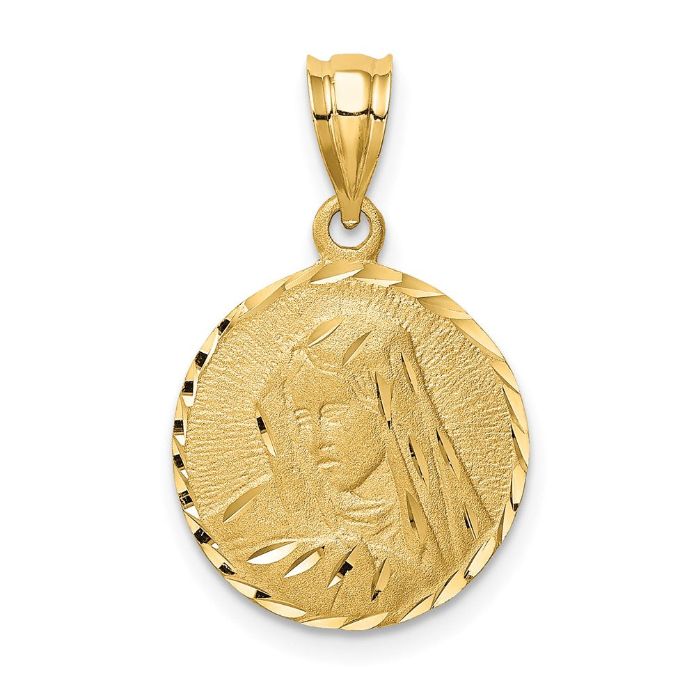 14K Gelbgold Anhänger „Jungfrau Maria" mit gebürsteter Diamantschliff-Oberfläche