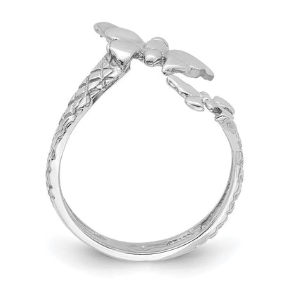 14K Gelbgold Zehenring mit poliertem und strukturiertem Schmetterling