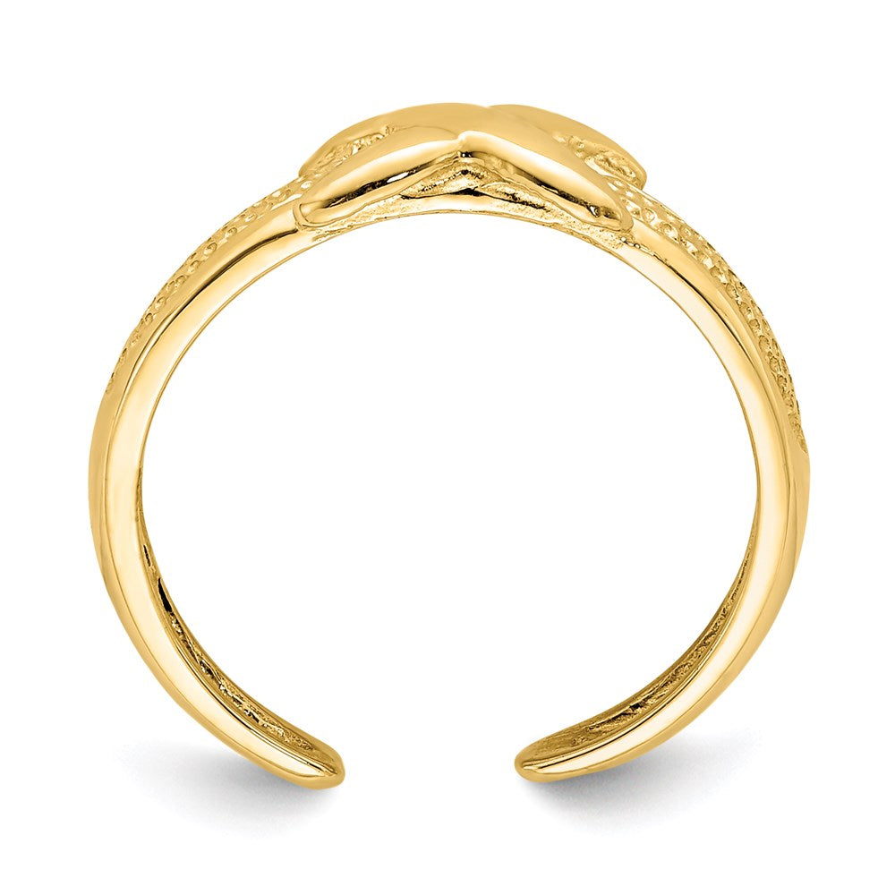 14K Gelbgold Zehenring, poliert, Criss-Cross-Design