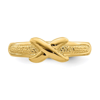 14K Gelbgold Zehenring, poliert, Criss-Cross-Design