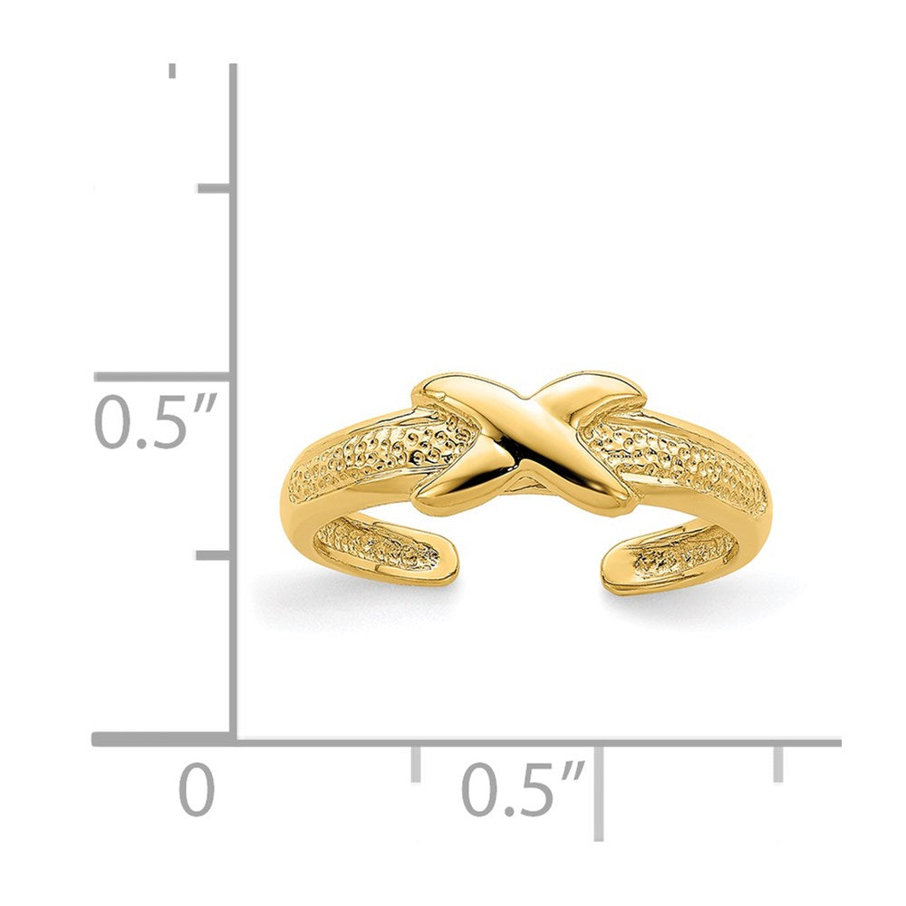 14K Gelbgold Zehenring, poliert, Criss-Cross-Design