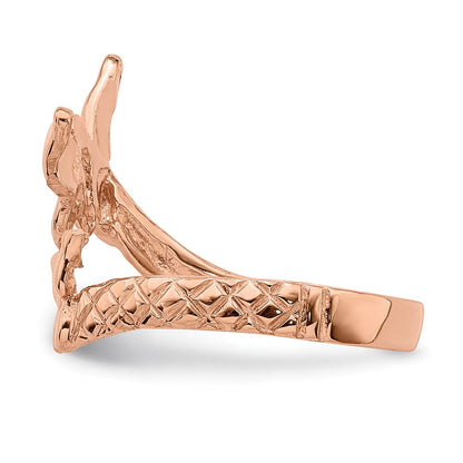 14K Roségold Roséfarbener polierter und texturierter Zehenring mit Schmetterling