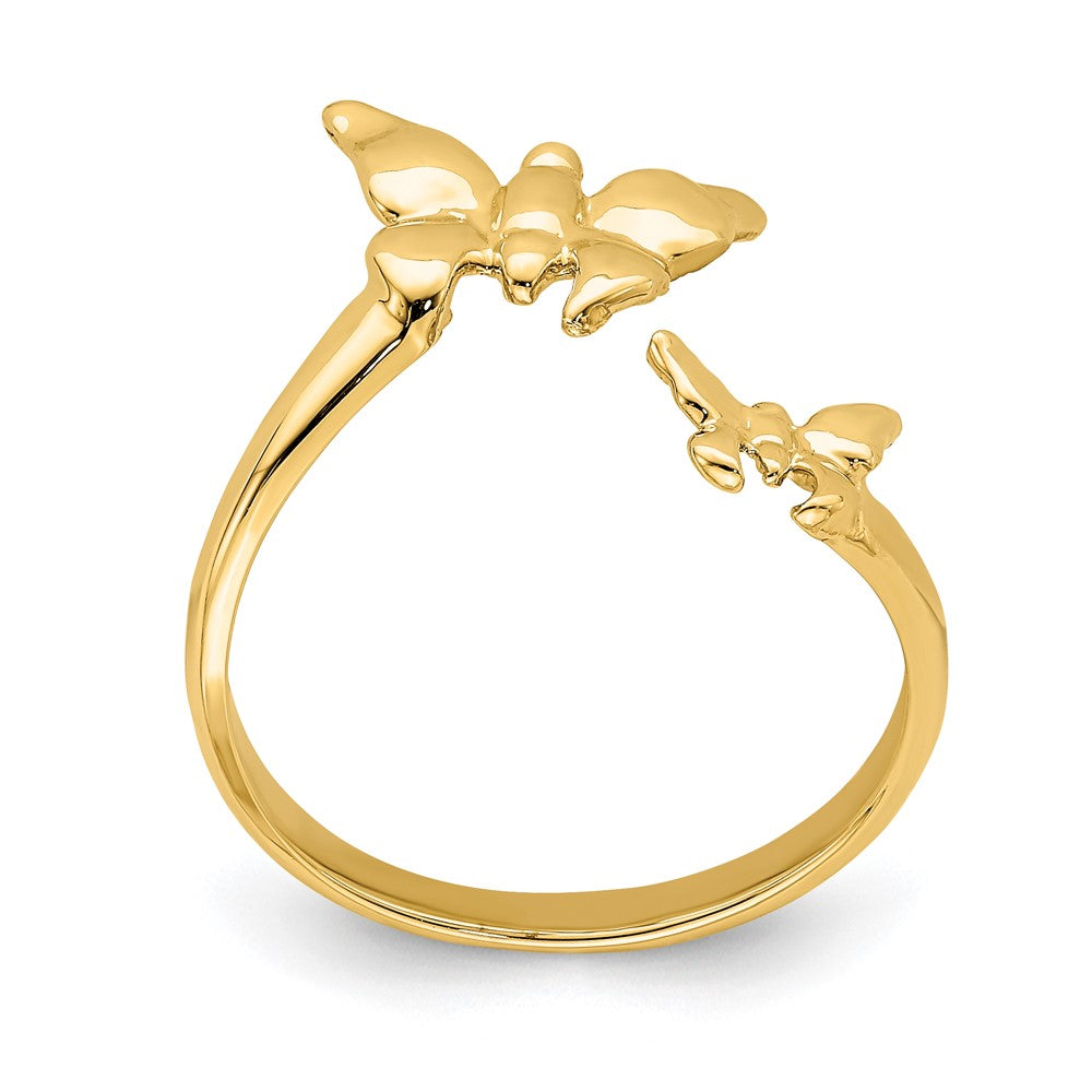 14K Gelbgold Polierter Schmetterling-Zehenring
