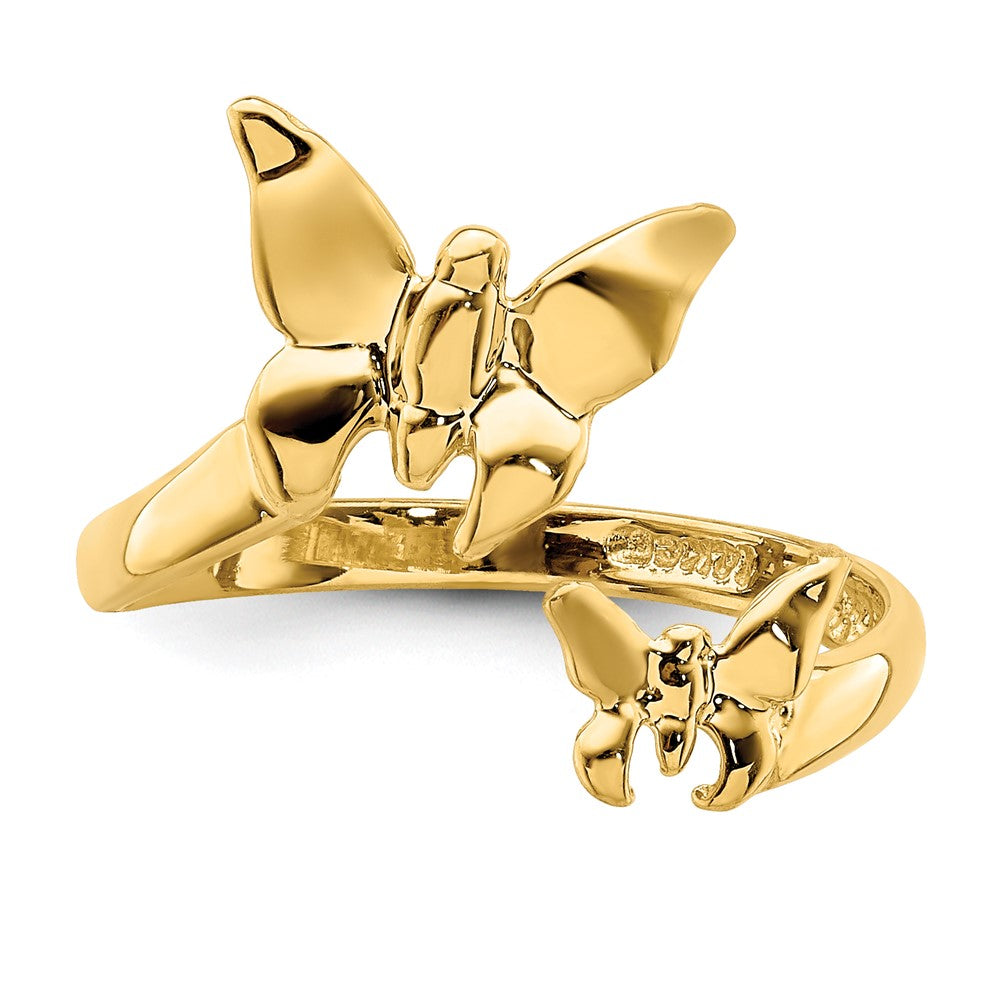 14K Gelbgold Polierter Schmetterling-Zehenring