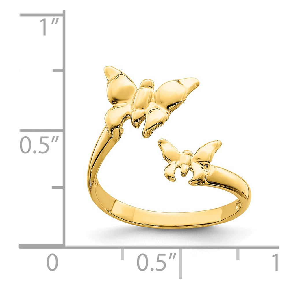 14K Gelbgold Polierter Schmetterling-Zehenring