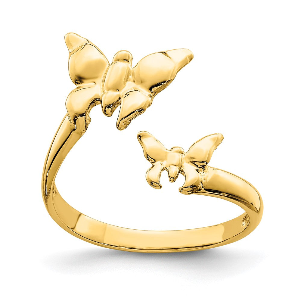 14K Gelbgold Polierter Schmetterling-Zehenring