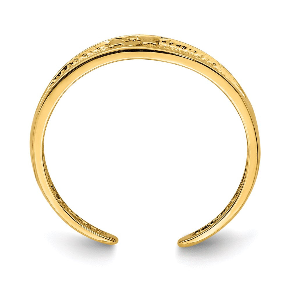 14K Gelbgold Davidstern-Zehenring, poliert und texturiert